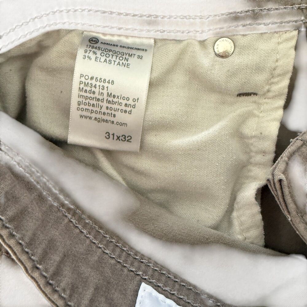 Men's AG Everett‎ Sueded Stretch Sateen Slim Straight Pants | 31x32 | Stone - Picture 6 of 6